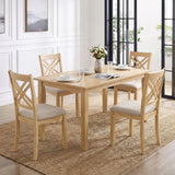 Wooden Dining Chairs Set of 4 with Fabric Padded Seat and Solid Rubber Wood for Kitchen