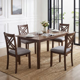 Wooden Dining Chairs Set of 4 with Fabric Padded Seat and Solid Rubber Wood for Kitchen