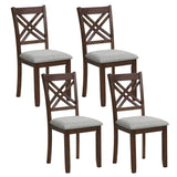 Wooden Dining Chairs Set of 4 with Fabric Padded Seat and Solid Rubber Wood for Kitchen