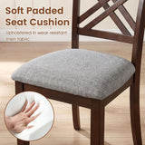 Wooden Dining Chairs Set of 4 with Fabric Padded Seat and Solid Rubber Wood for Kitchen