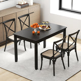 48-Inch Wooden Dining Table for 4 People Rectangular Kitchen Table with Rubber Wood Legs