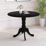 Wooden Dining Table with Round Tabletop and Curved Trestle Legs