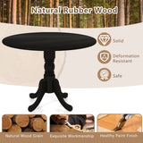 Wooden Dining Table with Round Tabletop and Curved Trestle Legs