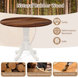 Wooden Dining Table with Round Tabletop and Curved Trestle Legs