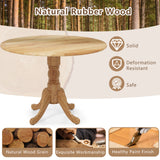 Wooden Dining Table with Round Tabletop and Curved Trestle Legs