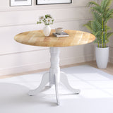 Wooden Dining Table with Round Tabletop and Curved Trestle Legs
