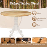 Wooden Dining Table with Round Tabletop and Curved Trestle Legs