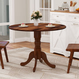 Wooden Dining Table with Round Tabletop and Curved Trestle Legs