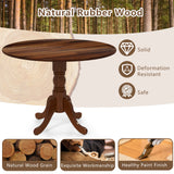 Wooden Dining Table with Round Tabletop and Curved Trestle Legs