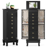 Wooden Jewelry Armoire Cabinet Storage Chest with Drawers and Swing Doors