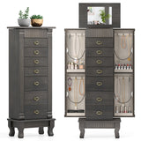 Wooden Jewelry Armoire Cabinet Storage Chest with Drawers and Swing Doors