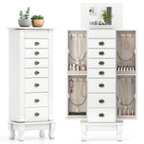 Wooden Jewelry Armoire Cabinet Storage Chest with Drawers and Swing Doors