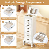 Wooden Jewelry Armoire Cabinet Storage Chest with Drawers and Swing Doors