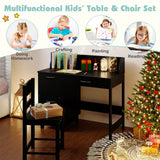 Wooden Kids Study Desk and Chair Set Student Workstation