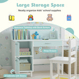 Wooden Kids Study Desk and Chair Set Student Workstation