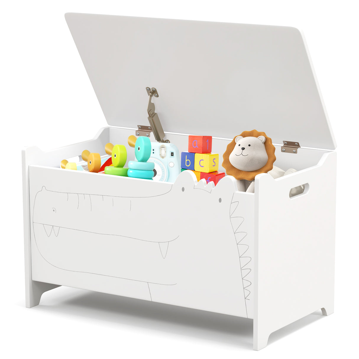 Wooden Kids Toy Box with Safety Hinge