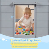 Wooden Low Kids Loft Bed with  LED Lights and 2 Doors