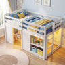 Wooden Low Kids Loft Bed with  LED Lights and 2 Doors