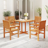 Wooden Patio Chairs Set of 2 with Inclined Backrests