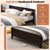 Full Size Bed Frame with Storage Drawers and Solid Wood Headboard