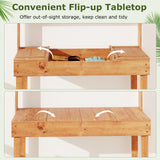 Wooden Potting Bench Table Garden Planting Workstation with 3-Tier Open Shelf