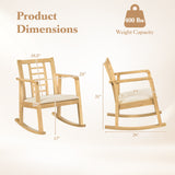 Wooden Rocking Chair with Upholstered Seat and Ladder Back for Living Room