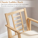Wooden Rocking Chair with Upholstered Seat and Ladder Back for Living Room