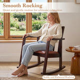 Wooden Rocking Chair with Upholstered Seat and Ladder Back for Living Room
