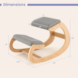 Wooden Rocking Chair with Comfortable Padded Seat Cushion and Knee Support