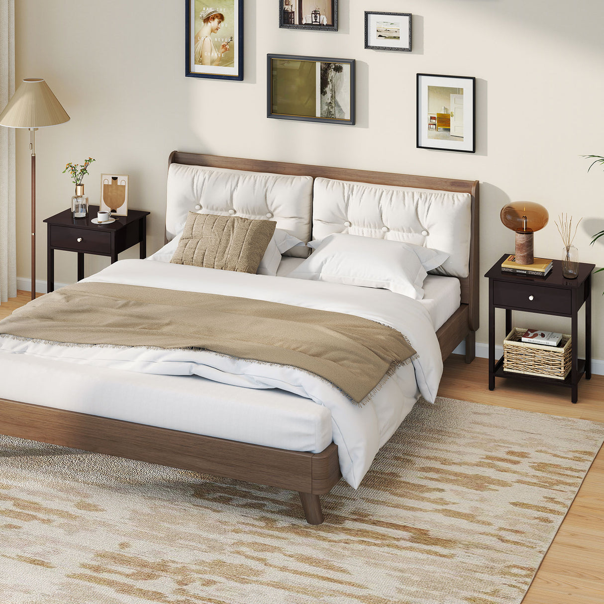 Wooden Storage Shelf with Drawer for Bedroom and Living Room