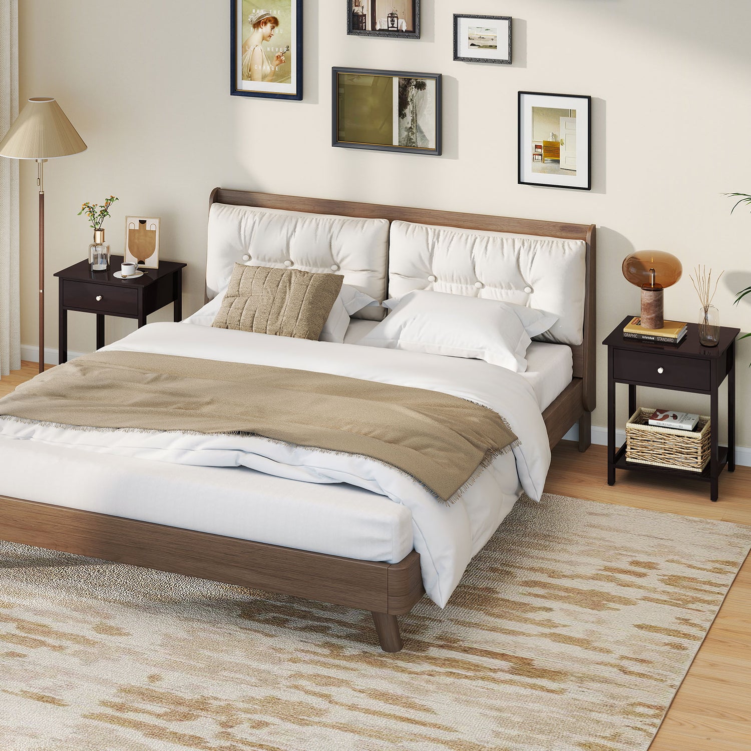 Wooden Storage Shelf with Drawer for Bedroom and Living Room