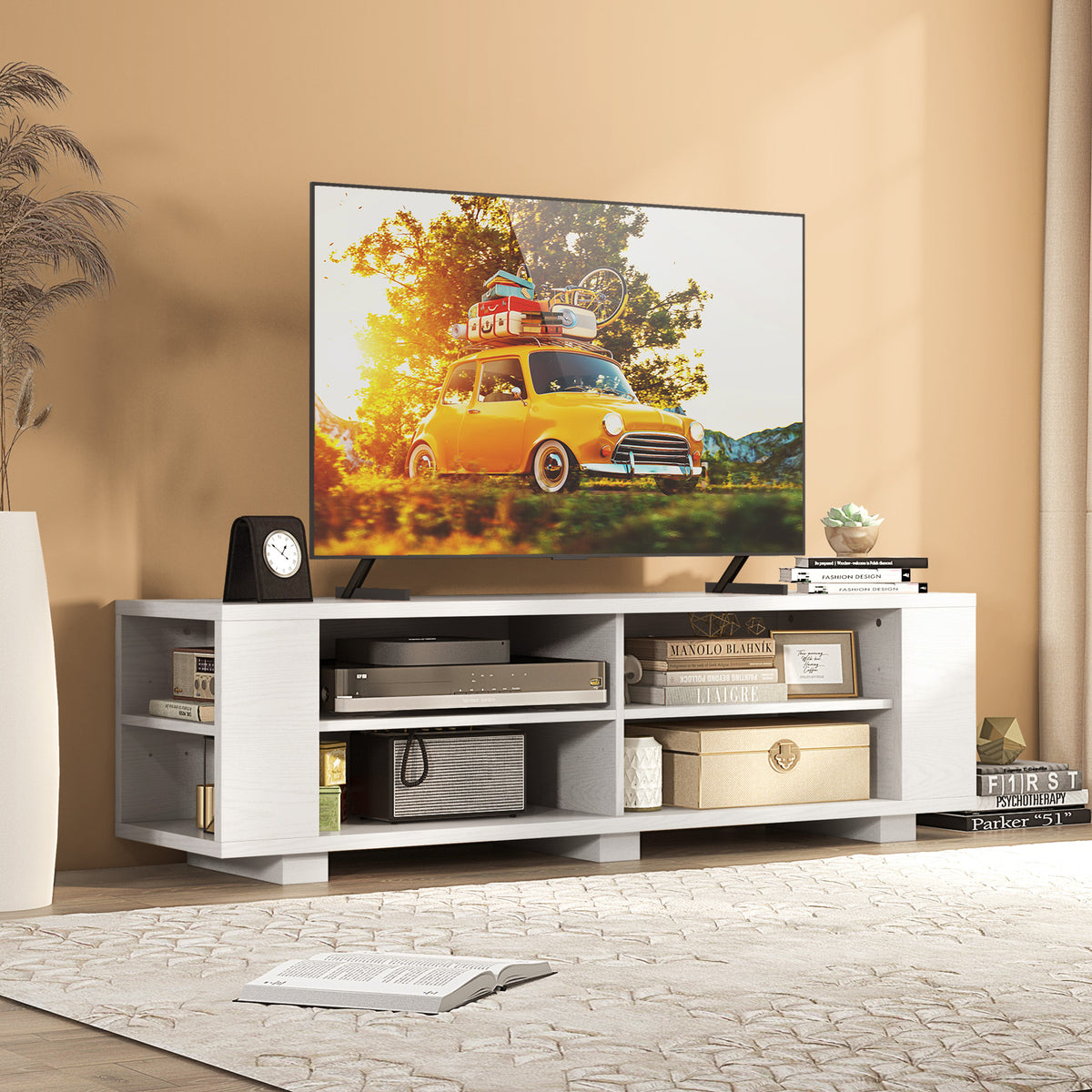 Console Storage Entertainment Media Wood TV Stand