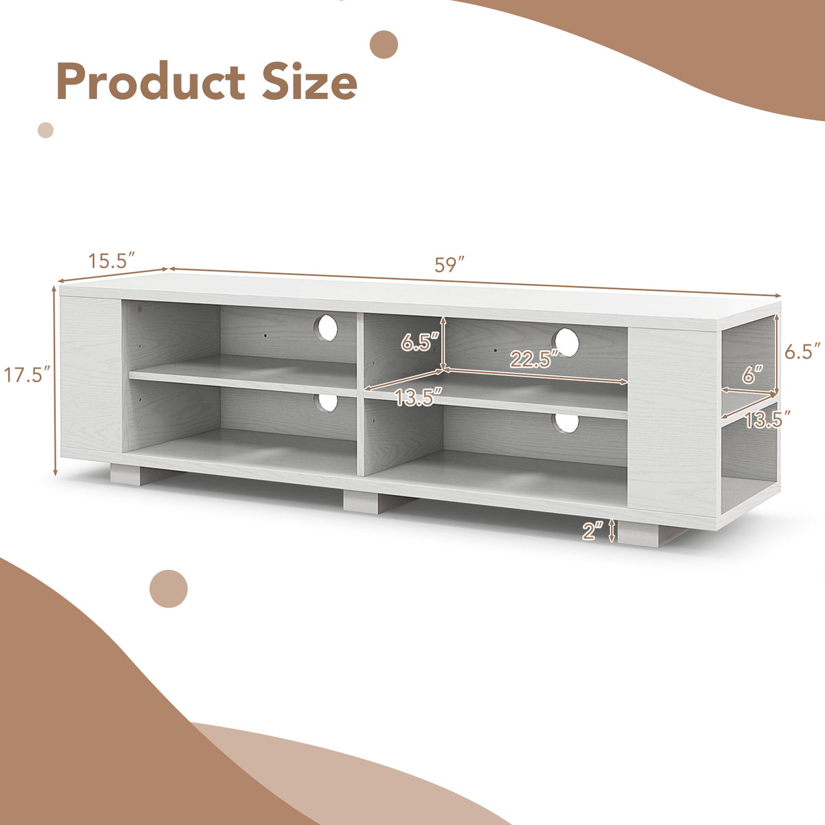 Console Storage Entertainment Media Wood TV Stand