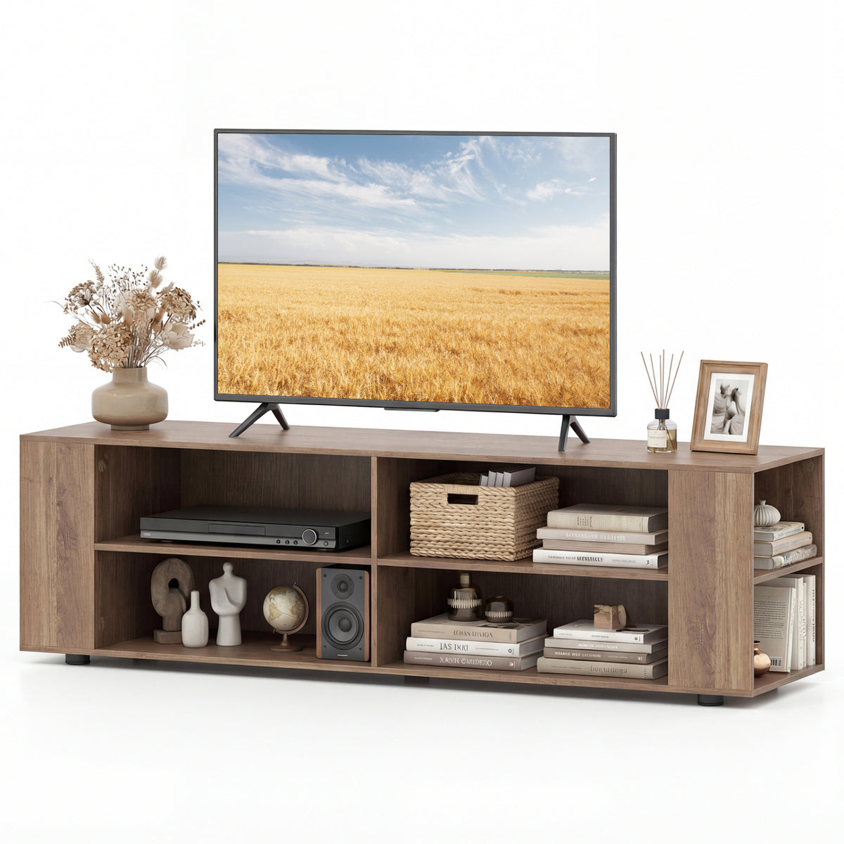 Console Storage Entertainment Media Wood TV Stand