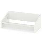 Wooden Tilting Bookcase Small Desktop Bookshelf Organizer for Magazines-White