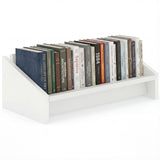 Wooden Tilting Bookcase Small Desktop Bookshelf Organizer for Magazines-White