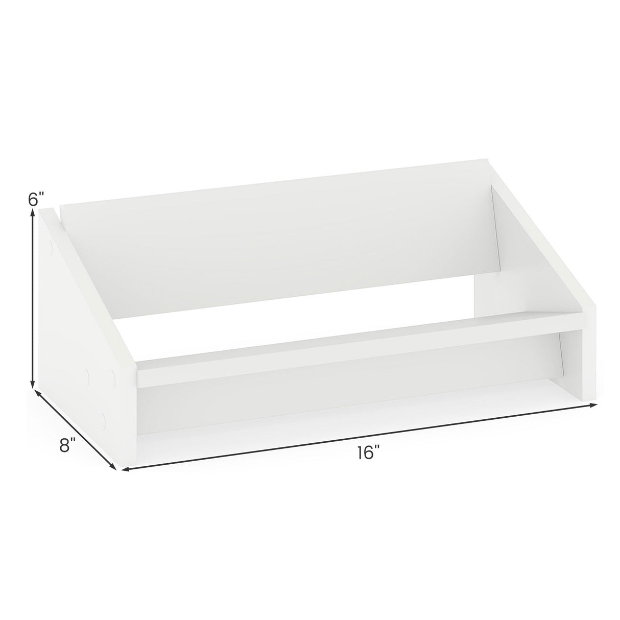 Wooden Tilting Bookcase Small Desktop Bookshelf Organizer for Magazines-White