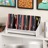 Wooden Tilting Bookcase Small Desktop Bookshelf Organizer for Magazines-White