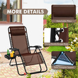 Outdoor Folding Zero Gravity Reclining Lounge Chair with Utility Tray