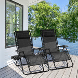 Outdoor Folding Zero Gravity Reclining Lounge Chair with Utility Tray