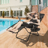Outdoor Folding Zero Gravity Reclining Lounge Chair with Utility Tray