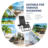 Outdoor Folding Zero Gravity Reclining Lounge Chair with Utility Tray