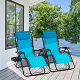 Outdoor Folding Zero Gravity Reclining Lounge Chair with Utility Tray