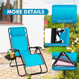 Outdoor Folding Zero Gravity Reclining Lounge Chair with Utility Tray