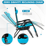Outdoor Folding Zero Gravity Reclining Lounge Chair with Utility Tray