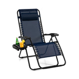 Outdoor Folding Zero Gravity Reclining Lounge Chair with Utility Tray
