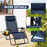 Outdoor Folding Zero Gravity Reclining Lounge Chair with Utility Tray