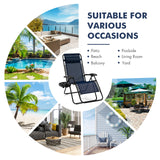 Outdoor Folding Zero Gravity Reclining Lounge Chair with Utility Tray