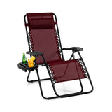Outdoor Folding Zero Gravity Reclining Lounge Chair with Utility Tray