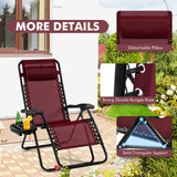 Outdoor Folding Zero Gravity Reclining Lounge Chair with Utility Tray
